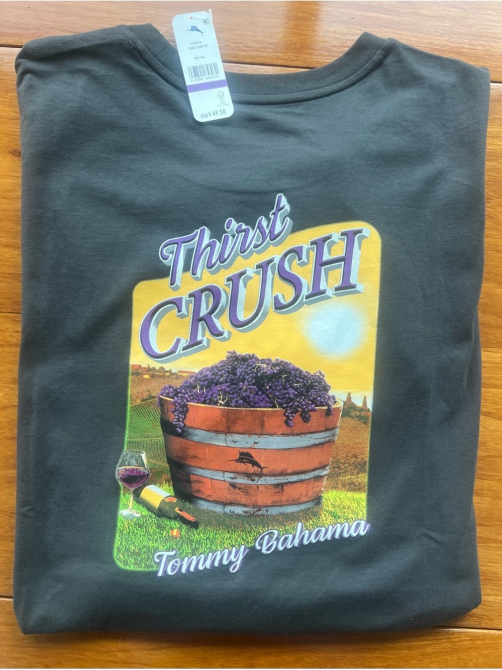 Tommy Bahama Men's Tee Shirt SZ  XXL 100% Cotton Thirst Crush  Tee NWT Coal